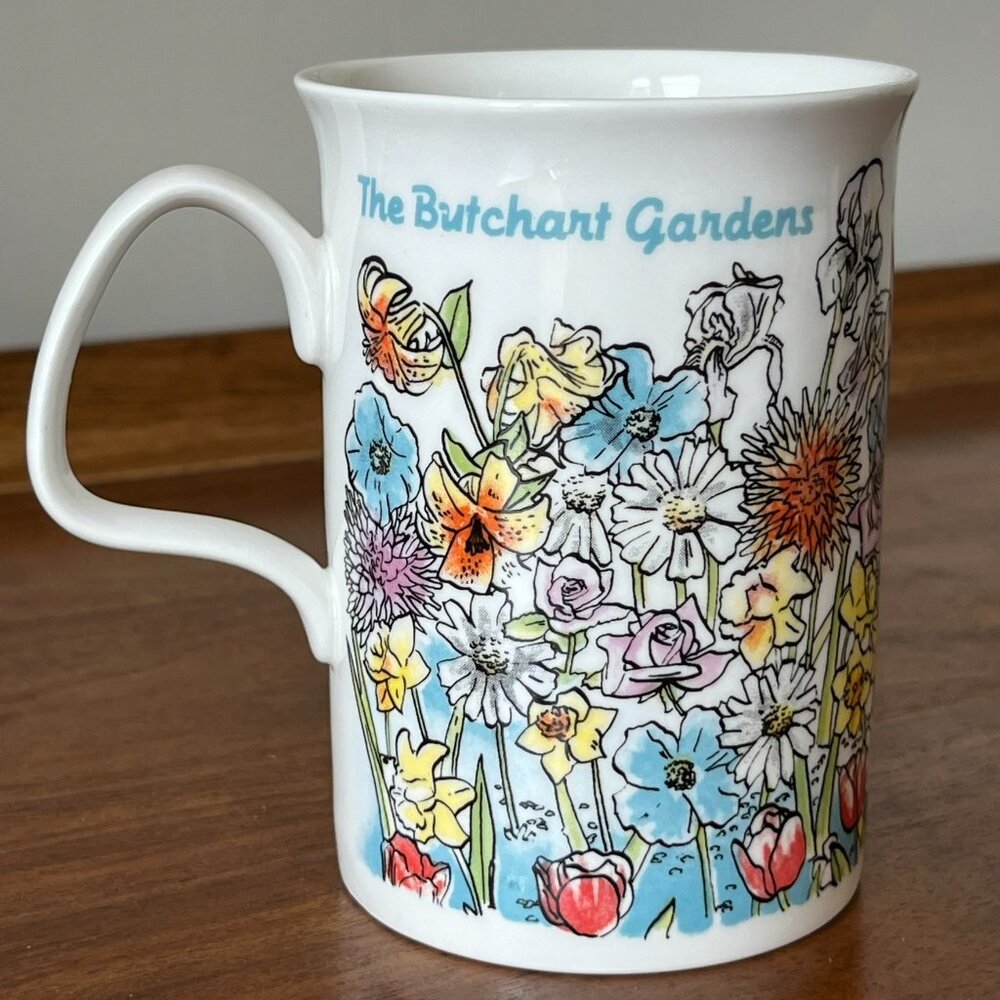 The Butchart Gardens Vintage Porcelain Mug British Columbia Canada Floral Cup